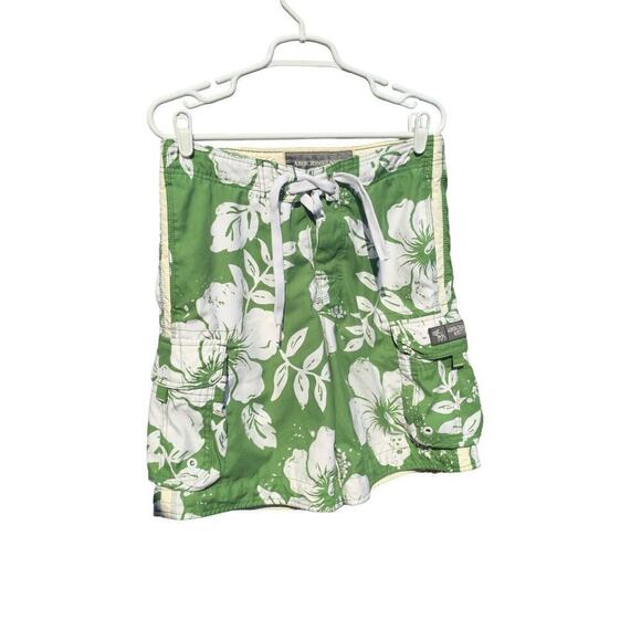 Abercrombie & Fitch swim trunks 30 green white shorts drawstring tropical y2k - Picture 11 of 11